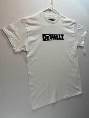 Dewalt Logo White T-Shirt (Adult Sizes) 20v Power Tools Tee, Brand New Condition